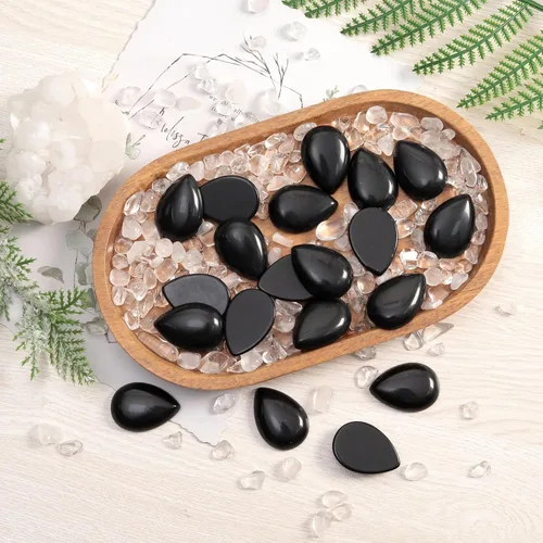 Vista 4 de rockcloud Paquete de 10 piedras planas de cabujón en forma de lágrima para la fabricación de joyas, piedras planas de cristal natural para proyectos