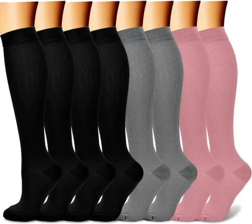 Vista 29 de CHARMKING Calcetines de compresión para mujeres y hombres para circulación (8 pares) 15-20 mmHg, mejor soporte para ciclismo atlético