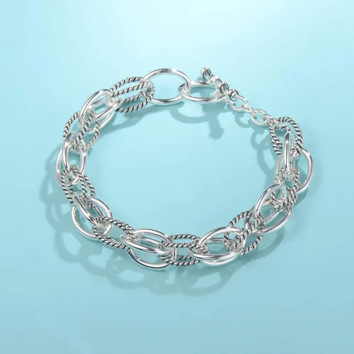 Vista 8 de UNY JEWEL Pulsera de cadena de eslabones trenzados de fusión de lujo para mujer, joyería atemporal, elegancia súper brillante