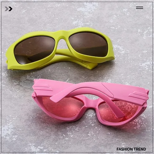 Vista 3 de Y2K - Lentes de sol envolventes futuristas de moda ovalados para hombres y mujeres (color rosa, talla M)