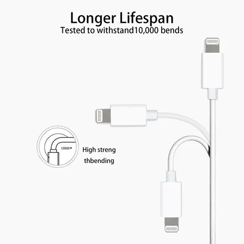Vista 4 de Cable Lightning corto para iPhone 14/13 CarPlay [certificado MFi] USB A a Lightning Cable de carga de coche para iPhone 14/13/12/11/8/7/SE/XS/XR
