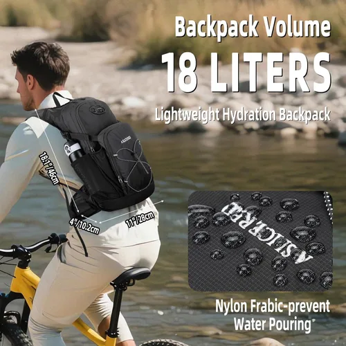 Vista 5 de Mochila de hidratación, mochila de agua ligera para senderismo con vejiga de agua a prueba de fugas de 3 L, paquete de hidratación aislada ideal