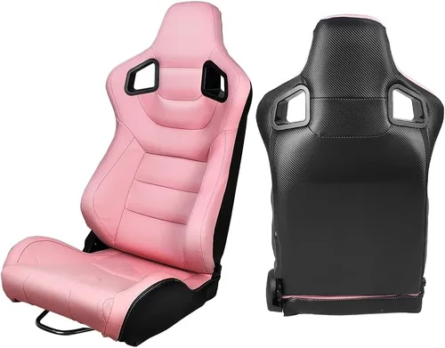 Vista 2 de FREEMOTOR802 Par de asientos reclinables universales para carreras, PU Rosa