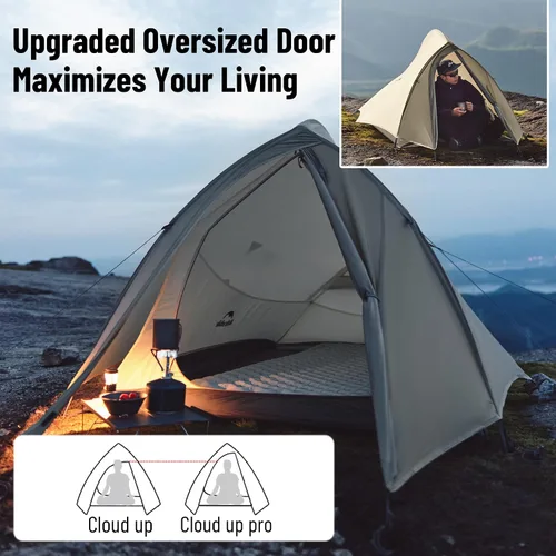 Vista 6 de Naturehike Cloud up Pro - Tienda de campaña ultraligera para 1/2/3 personas, tienda de campaña para mochileros de 3 estaciones, impermeable para un