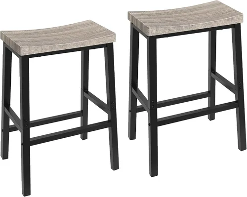 Vista 11 de HOOBRO Taburetes de bar, juego de 2 sillas de bar, taburetes de silla de montar de 23.6 pulgadas, taburetes de encimera de cocina con reposapiés