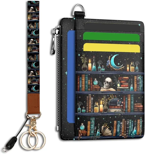 Vista 22 de Hancynir Cartera delgada para mujer con soporte para tarjetas de crédito RFID, pequeña mini funda para tarjetas con bolsillo frontal de PU, cartera