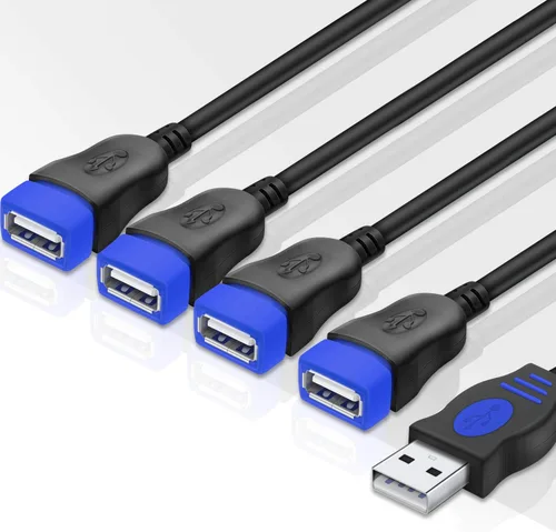 Vista 3 de ANDTOBO Divisor USB 1 a 4, USB 2.0 Y Splitter Cable de carga USB 1 macho a 4 hembra, cable de alimentación de extensión
