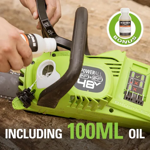 Vista 7 de Greenworks Motosierra inalámbrica sin escobillas de 48 V (24 V x 2) de 14 pulgadas