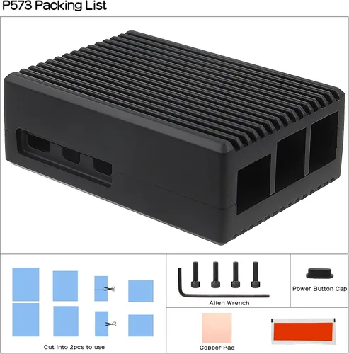 Vista 8 de Geekworm P573 - Carcasa de aluminio para Raspberry Pi 5, carcasa de refrigeración pasiva de alta resistencia sin ventilador con columna