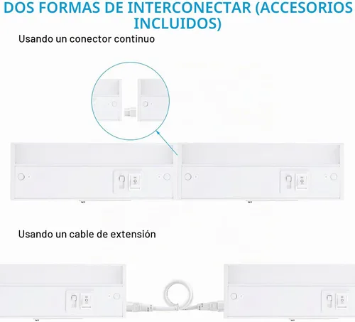 Vista 7 de TORCHSTAR Paquete de 2 luces LED 5CCT de 8 pulgadas para debajo del Blanco