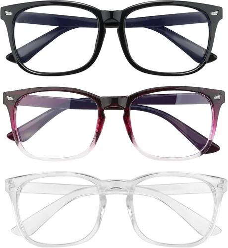 Vista 9 de Gafas con filtro de luz azul, paquete de 2 lentes de luz azul para hombre, anteojos de luz azul para mujer, anteojos con luz azul para fatiga ocular