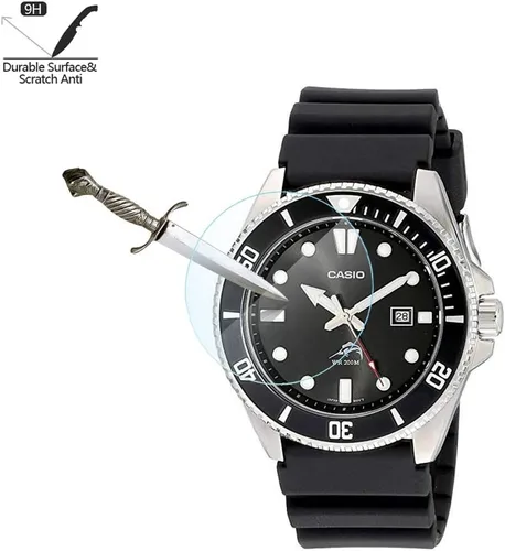 Vista 4 de MDV106-1A - Protector de pantalla de vidrio templado para Casio MDV106-1A (paquete de 4) [0.012 in 2.5D High Definition 9H] Premium Clear Protector