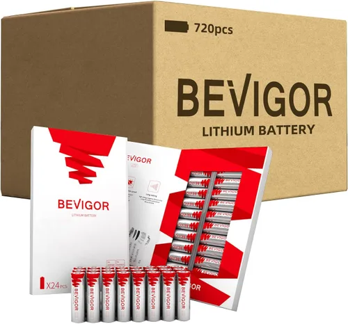 Vista 16 de BEVIGOR Paquete de 4 baterías AA de litio de larga duración, 1.5 V, 3000 mAh, baterías de litio de 20 años de vida útil, no recargables