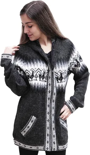Vista 2 de Little Llamas - Sudadera con capucha de lana de alpaca