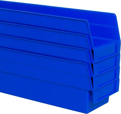 Vista 8 de Caja de anidado tipo estante contenedor Akro-Mils 30120 de 12’’ x 4’’ x 4’’, de plástico transparente, 24 unidades Azul