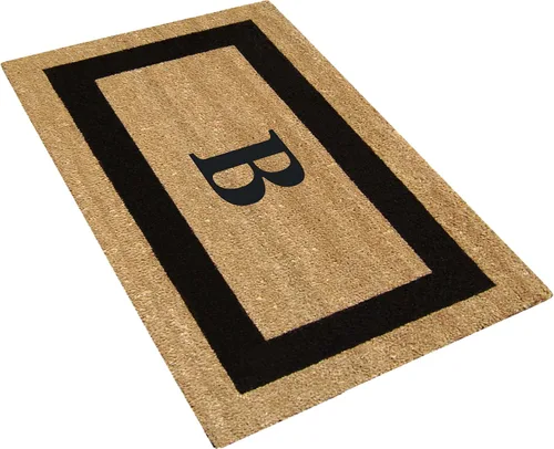 Vista 4 de Tapete de fibra de coco natural, para puerta de entrada, rectangular, resistente, para patio, atrapador de suciedad antideslizante, decoración