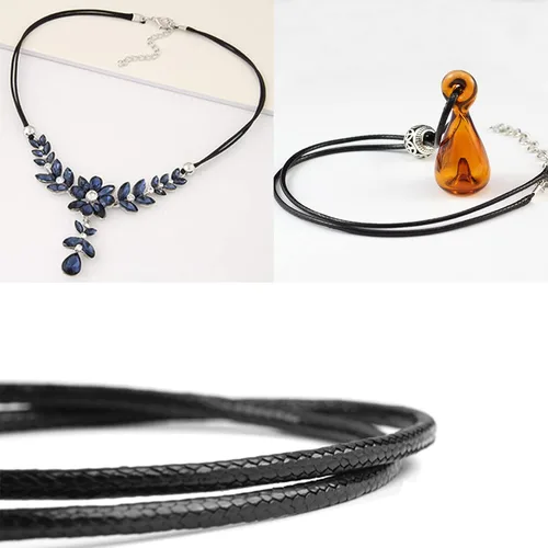 Vista 7 de EuTengHao 120 piezas de cordón para collar, collar encerado negro para hacer joyas, collares, pulseras (24 pulgadas de largo, 0.059 in de ancho)