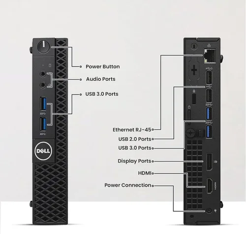 Vista 2 de Dell OptiPlex 3050 Tiny Computer Micro Tower PC, procesador Intel Core i5-6500T, RAM DDR4 de 16 GB, SSD NVMe de 512 GB, puerto de pantalla, HDMI
