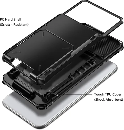 Vista 2 de Vofolen Compatible con iPhone 11 Pro Max Funda protectora de 4 tarjetas, cartera con ranura para identificación, puerta abatible, bolsillo oculto