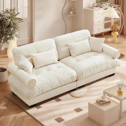Vista 29 de SoarFlash Moderno sofá reclinable de terciopelo para sala de estar, sofá biplaza para apartamento, sofá de almacenamiento con marco de madera Azul