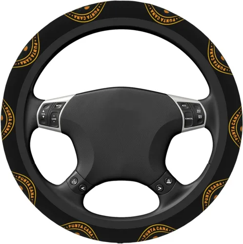 Vista 4 de Punta Cana - Funda para volante de República Dominicana para hombres y mujeres, antideslizante, elástica, gruesa, ajuste universal, 15 pulgadas