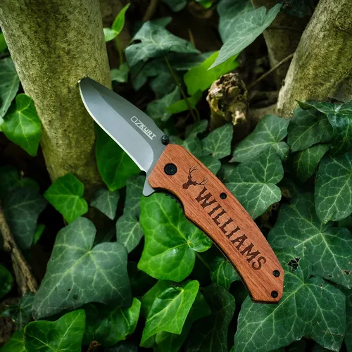 Vista 8 de Regalos para hombres, cuchillo de bolsillo personalizado para hombres, icono grabado, nombre y texto, 36 iconos y 20 fuentes, regalos para papá