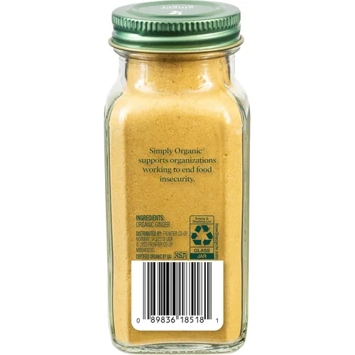 Vista 2 de Simply Organic - Raíz de jengibre orgánica cultivada certificada, contenedor de 1.64-onzas Sin ETO, no irradiado, sin OMG, complementa platos