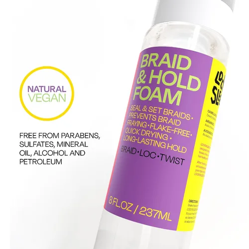 Vista 2 de LOCK'N SLEEK - Mousse para cabello rizado, espuma para peinar rizos y trenzas, 8 onzas líquidas