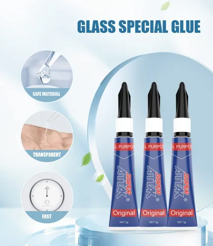 Vista 2 de Super pegamento transparente ultra fuerte, tubos de 0.11 onzas, adhesivo instantáneo perfecto para cerámica, madera, metal, goma, plástico, vidrio