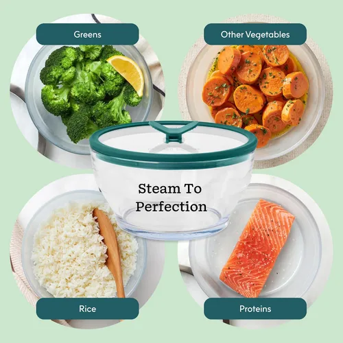 Vista 8 de Anyday Envase de almacenamiento de alimentos de vidrio de 7 tazas con tapa de vidrio, plato poco profundo redondo Preparación de comida sin