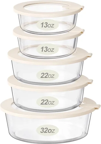 Vista 10 de Urban Green Contenedores de vidrio para almacenamiento de alimentos con tapas de vidrio, juego de recipientes de alimentos aptos para microondas