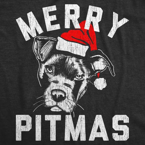 Vista 2 de Camiseta divertida de Navidad para hombre, con texto en inglés Merry Pitmas