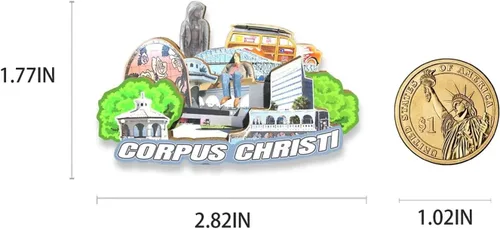 Vista 3 de Imán de madera para nevera, diseño de Corpus Christi de Estados Unidos, monumentos en 3D, recuerdos coleccionables, decoración hecha a mano