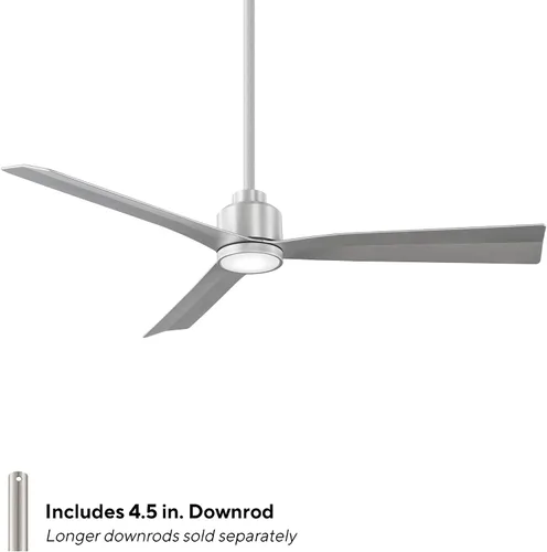 Vista 2 de Ventilador de techo inteligente compatible Clean de 3 aspas para interiores y exteriores, aluminio cepillado de 52 pulgadas con kit de luz LED