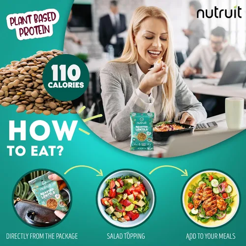 Vista 5 de Nutruit Snack de Lentejas Tostadas - Sal del Himalaya y Pimienta Negra Saludable - Vegano, Sin Gluten, Sin OMG, Alto en Proteínas, Saludable Para
