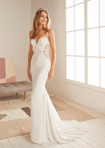 Vista 3 de SYYS Vestido de novia largo de sirena para novia 2024 apliques de encaje vestido de novia SYYS26-F