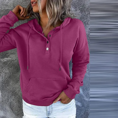 Vista 2 de Sudadera con capucha casual para mujer, con cordón, cómoda, con bolsillo