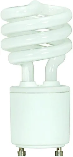 Vista 2 de Satco S8203 13 vatios; mini espiral compacto fluorescente; 2700 K; 82 CRI; base GU24 bi pin; 120 voltios; 10000 horas nominales; 800 L lúmenes