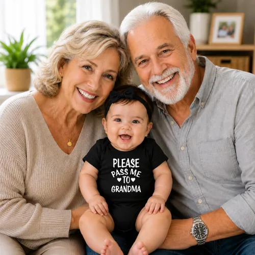 Vista 4 de CBTwear Please Pass Me to Grandma Funny Baby Bodysuit Negro
