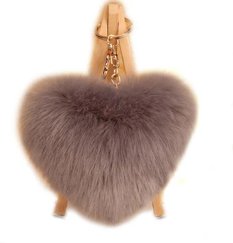 Vista 5 de URSFUR Llavero de bola de conejo artificial, bolso de pompón, colgante de juguete, borla Beige
