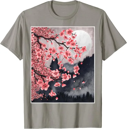 Vista 32 de Sakura - Camiseta japonesa de cerezo en flor japonesa, Negro, S