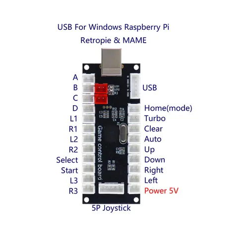 Vista 2 de SJJX Arcade Game DIY Kit 2 Player Zero Delay USB Encoder Button Joystick Controller for Retro Raspberry MAME Jamma NES PC Windows