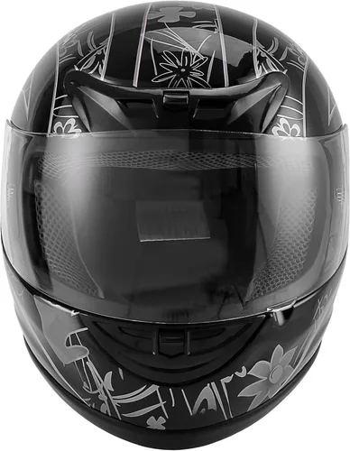 Vista 2 de TCT-MOTORPARTS - Casco de motocicleta para adultos, aprobado por DOT, color negro, visera de espejo de cara completa, casco de calle Negro