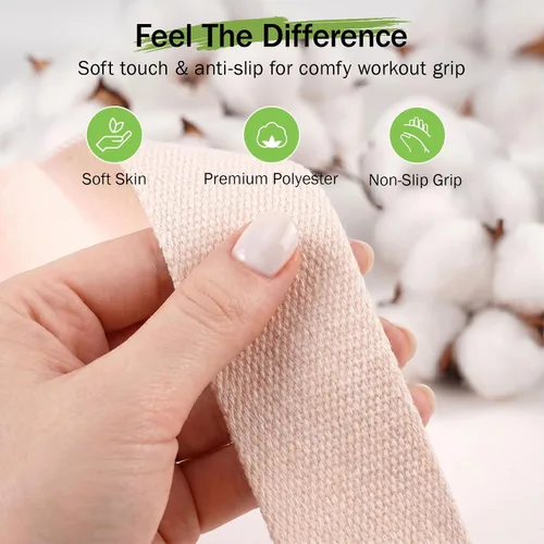 Vista 5 de Correa de yoga Slim Panda para estiramiento, Correa de yoga de algodón con hebilla ajustable en forma de D, Correa de yoga no elástica para pilates