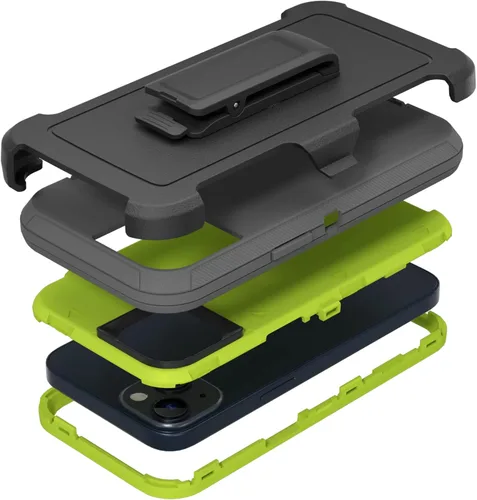 Vista 9 de Compatible con iPhone 13 de 6.1 pulgadas, con protectores de pantalla, resistente, rugosa, a prueba de golpes, protección completa, funda