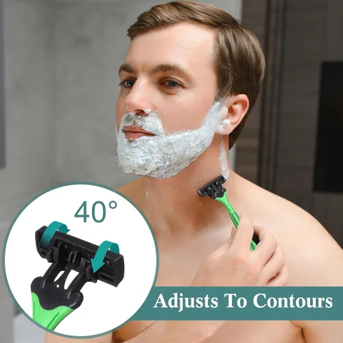 Vista 4 de 32 maquinillas de afeitar desechables para hombre a granel de 3 cuchillas para piel sensible, cómoda graduación Día del Padre