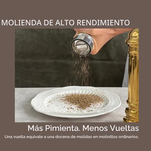 Vista 3 de Molinillo de pimienta de metal con núcleo de acero inoxidable, molinillo de pimienta de alto rendimiento resistente con grosor ajustable