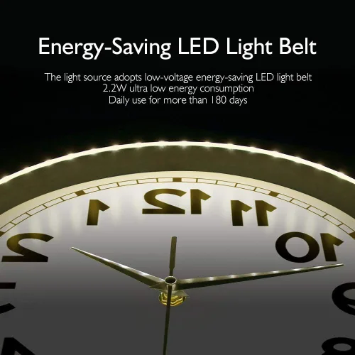 Vista 5 de Geek Alerts Números inusuales en sentido contrario a las agujas del reloj reloj hacia atrás con iluminación LED activada por sonido, reloj de pared