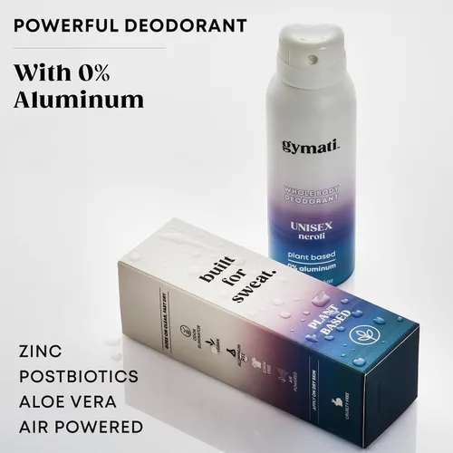 Vista 2 de Gymati Desodorante corporal natural en aerosol sin aluminio, unisex, paquete de 2