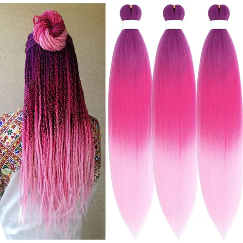 Vista 18 de Cabello trenzado para niños preestirado de 16 pulgadas, color negro para niños, trenzas sin nudos